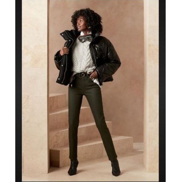 BANANA REPUBLIC, Moss green ultra high rise slim fit coated jeans - Picture 2 of 12